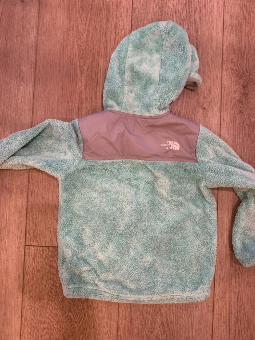 The North Face Kids Mint Green & Gray Sherpa Fleece Hoodie
